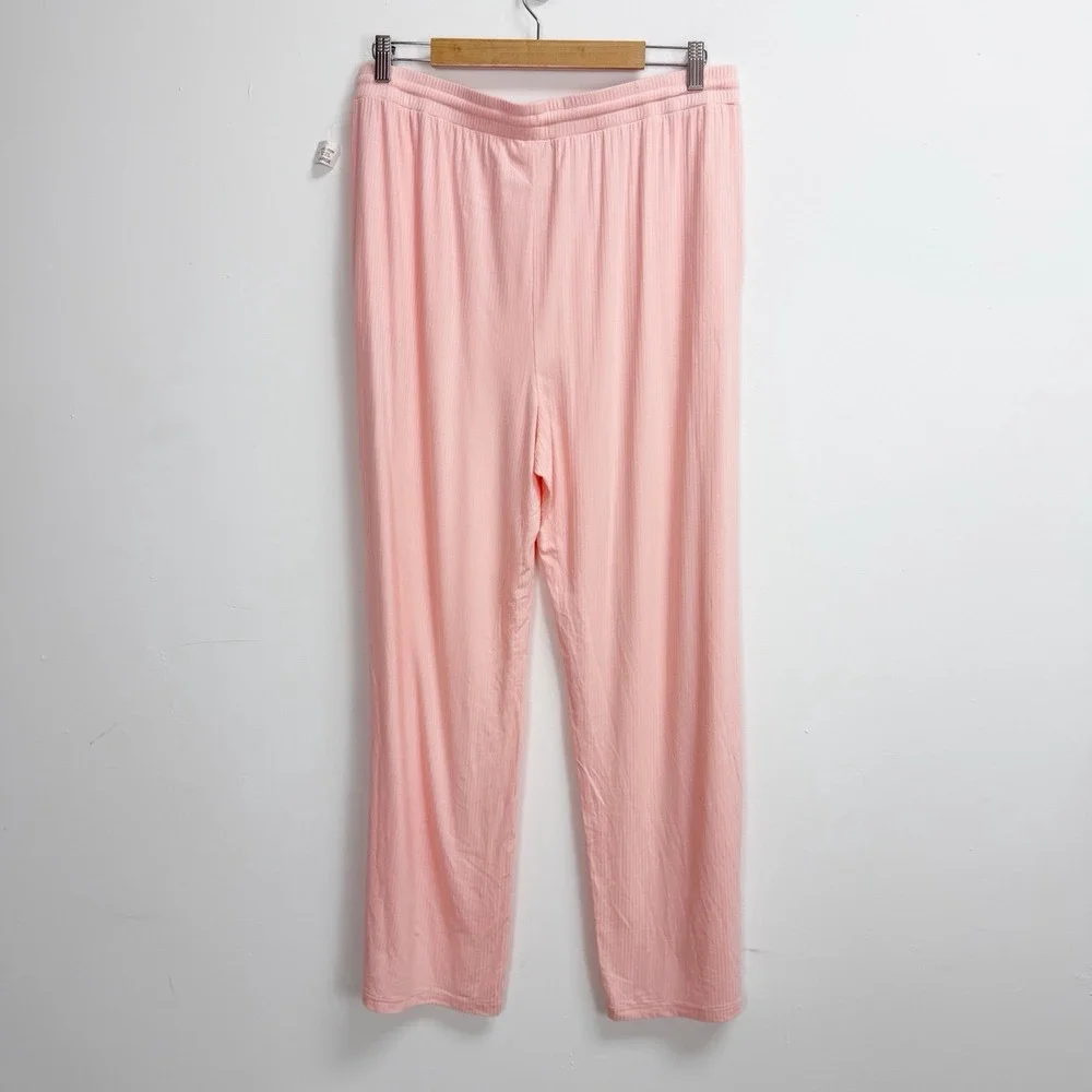State of Day Pants Womens Large Orange Ribbed Pajamas PJS Drawstring Pockets NWT